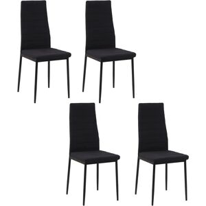 Sillas de Comedor Grises de Lino HOMCOM - Pack de 4 Sillas de Comedor Grises de Lino HOMCOM - Pack de 4