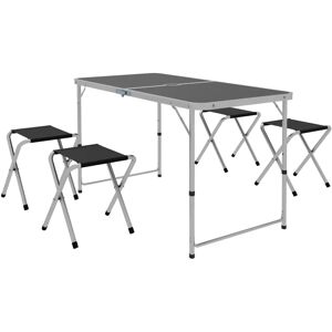 Outsunny Kampeer Tafelset - Verstelbare Hoogte, Opvouwbaar, 4 Krukken Outsunny Kampeer Tafelset - Verstelbare Hoogte, Opvouwbaar, 4 Krukken