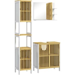 Conjunto de baño Homcom - Diseño moderno de bambú y MDF Conjunto de baño Homcom - Diseño moderno de bambú y MDF