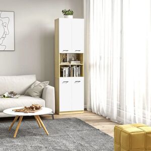 Gabinete de Almacenamiento para Baño Blanco Kleankin - Armario Alto con 4 Puertas Gabinete de Almacenamiento para Baño Blanco Kleankin - Armario Alto con 4 Puertas