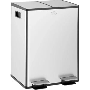 Papelera de Cocina HOMCOM de Acero Inoxidable con 2 Compartimentos - 40L Papelera de Cocina HOMCOM de Acero Inoxidable con 2 Compartimentos - 40L