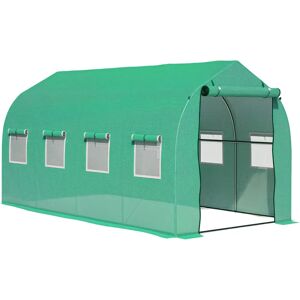 Outsunny Kas 4x2x2m tunnel met gaasramen - Groen Outsunny Kas 4x2x2m tunnel met gaasramen - Groen