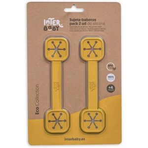 Interbaby Slabbetjesaccessoires - Set van 2 Oker Siliconen Haklappenhouders Interbaby Slabbetjesaccessoires - Set van 2 Oker Siliconen Haklappenhouders