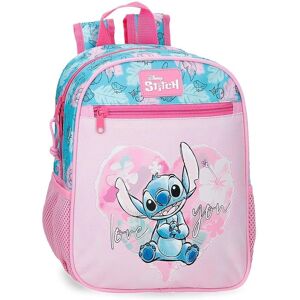 Sac à dos scolaire en polyester rose Disney cœur Stitch - Publicité Sac à dos scolaire en polyester rose Disney cœur Stitch - Publicité