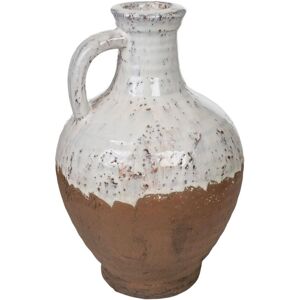 Romimex Wit Terracotta Rustieke Vaas met Handvat Romimex Wit Terracotta Rustieke Vaas met Handvat