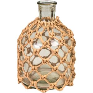Romimex Fles Bruin Transparant Glas Koord - Decoratie Romimex Fles Bruin Transparant Glas Koord - Decoratie