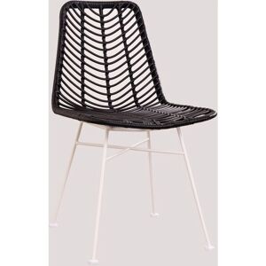 Sedia da Giardino in Rattan Gouda Nero Bianco - Sedia da Giardino Sedia da Giardino in Rattan Gouda Nero Bianco - Sedia da Giardino