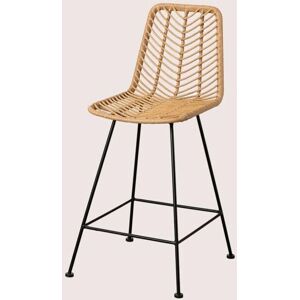 Sklum - Set di 4 sgabelli da giardino in rattan sintetico - Nero e naturale - Arredo da esterno Sklum - Set di 4 sgabelli da giardino in rattan sintetico - Nero e naturale - Arredo da esterno