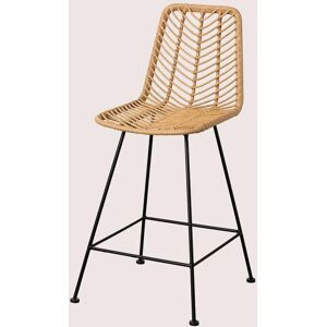 Lot de 2 Tabourets Hauts en Rotin Synthétique Gouda Naturel - Noir - 65 cm - Publicité Lot de 2 Tabourets Hauts en Rotin Synthétique Gouda Naturel - Noir - 65 cm - Publicité
