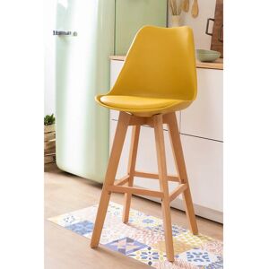 Sklum - Set di 2 Sgabelli Alti Nordic - 76cm - Legno & Finta Pelle Sklum - Set di 2 Sgabelli Alti Nordic - 76cm - Legno & Finta Pelle
