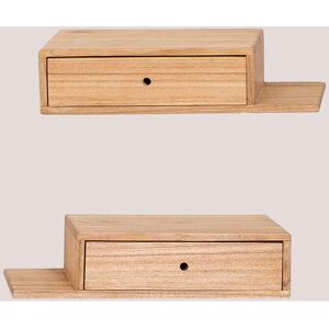 Skylum Natürlicher Holz Floating Nachttisch-Set Skylum Natürlicher Holz Floating Nachttisch-Set