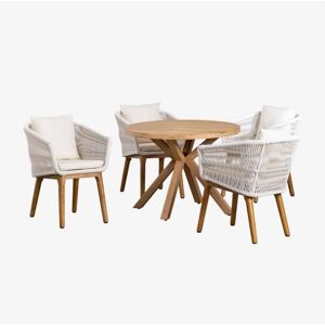 SKLUM Conjunto de Mesa de Jardín de Eucalipto y Acacia - Mesa Redonda 100cm SKLUM Conjunto de Mesa de Jardín de Eucalipto y Acacia - Mesa Redonda 100cm