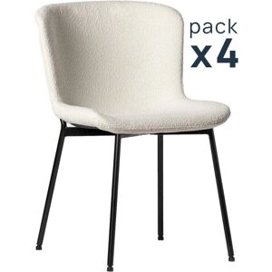KLAST HOME Pack de 4 chaises en bouclé beige - chaise de salle à manger - Publicité KLAST HOME Pack de 4 chaises en bouclé beige - chaise de salle à manger - Publicité