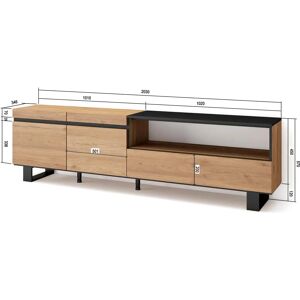 Skraut Home - TV Möbel - Industrieller Stil - Modern - Eiche & Schwarz Skraut Home - TV Möbel - Industrieller Stil - Modern - Eiche & Schwarz