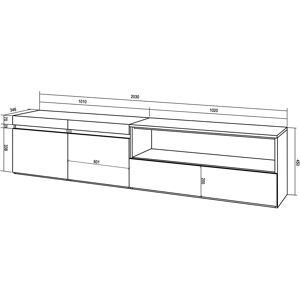 Mueble de TV de Skraut Home - Montado en la pared - 200x45x35cm Mueble de TV de Skraut Home - Montado en la pared - 200x45x35cm