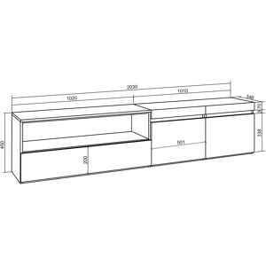 Skraut Home Mobile TV Moderno Nero - 200x45x35cm per TV fino a 80" Skraut Home Mobile TV Moderno Nero - 200x45x35cm per TV fino a 80"