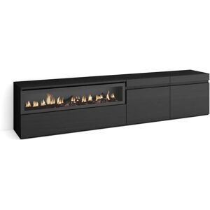Skraut Home TV Kast met Haard - Modern, Zwart, 200x45x35cm Skraut Home TV Kast met Haard - Modern, Zwart, 200x45x35cm
