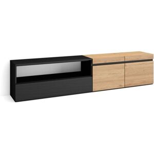 Skraut Home - Mueble TV Moderno - Roble y negro - 80" Skraut Home - Mueble TV Moderno - Roble y negro - 80"