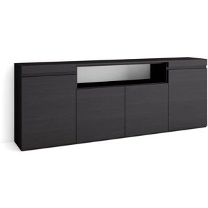 Skraut Home - Dressoir 200x75x35cm met 4 Deuren - Moderne Stijl - Zwart Skraut Home - Dressoir 200x75x35cm met 4 Deuren - Moderne Stijl - Zwart