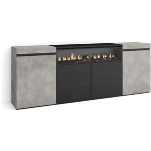 Skraut Home - Aparador Moderno de Cemento - 200x75x35cm - 4 Puertas - Chimenea eléctrica Skraut Home - Aparador Moderno de Cemento - 200x75x35cm - 4 Puertas - Chimenea eléctrica