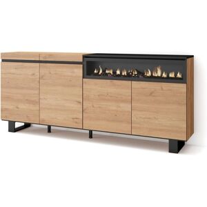 Skraut Home - Credenza con Camino - 200x87x35cm - Rovere e Nero Skraut Home - Credenza con Camino - 200x87x35cm - Rovere e Nero
