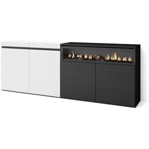 Skraut Home Modernes Sideboard - 200x75x35cm, 4 Türen, Elektrischer Kamin Skraut Home Modernes Sideboard - 200x75x35cm, 4 Türen, Elektrischer Kamin