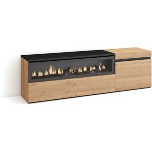 Skraut Home - TV Meubel met Haard - Modern Eiken & Zwart Skraut Home - TV Meubel met Haard - Modern Eiken & Zwart