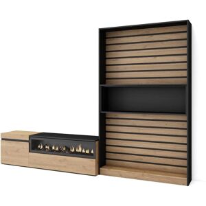 Skraut Home - Mobili soggiorno moderni con camino - 260x186x35cm Skraut Home - Mobili soggiorno moderni con camino - 260x186x35cm