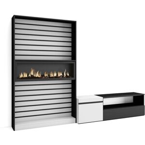 Skraut Home TV-Möbel mit Kamin - Modernes Weiß & Schwarz Skraut Home TV-Möbel mit Kamin - Modernes Weiß & Schwarz
