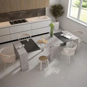 Skraut Home - Moderner Zement Verlängerbarer Esstisch 260cm für 12 Skraut Home - Moderner Zement Verlängerbarer Esstisch 260cm für 12