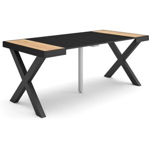 Mesa Comedor Extensible Skraut Home en Roble y Negro - Para 8 Mesa Comedor Extensible Skraut Home en Roble y Negro - Para 8