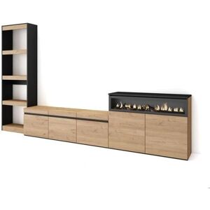 Meuble TV avec Cheminée - Design Moderne en Bois - Publicité Meuble TV avec Cheminée - Design Moderne en Bois - Publicité
