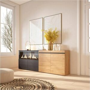 Skraut Home - Credenza con camino elettrico - Rovere e nero Skraut Home - Credenza con camino elettrico - Rovere e nero