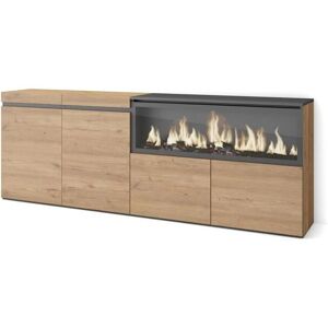 Skraut Home - Aparador moderno con chimenea eléctrica de 4 puertas - Aparador Skraut Home - Aparador moderno con chimenea eléctrica de 4 puertas - Aparador