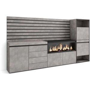 Skraut Home - Dressoir - Met opbergruimte - 274x35x145 cm - Slaapkamer - Elektrische haard - Moderne stijl Skraut Home - Dressoir - Met opbergruimte - 274x35x145 cm - Slaapkamer - Elektrische haard - Moderne stijl