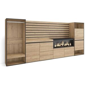 Skraut Home - Meuble de rangement - 334x35x145 cm - Moderne, Noir & Chêne - Chambre - Publicité Skraut Home - Meuble de rangement - 334x35x145 cm - Moderne, Noir & Chêne - Chambre - Publicité