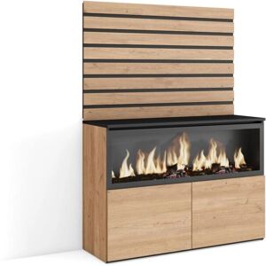 Skraut Home - Aparador - Con almacenamiento - 107x35x145 cm - Dormitorio, habitación - Chimenea eléctrica - Estilo moderno - Roble Skraut Home - Aparador - Con almacenamiento - 107x35x145 cm - Dormitorio, habitación - Chimenea eléctrica - Estilo moderno - Roble