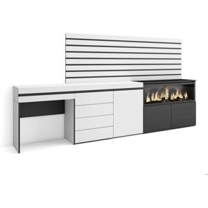 Skraut Home - Tocador - Dormitorio - 284x145x35 cm - Cajones - Chimenea eléctrica XXL - Estilo Moderno Skraut Home - Tocador - Dormitorio - 284x145x35 cm - Cajones - Chimenea eléctrica XXL - Estilo Moderno