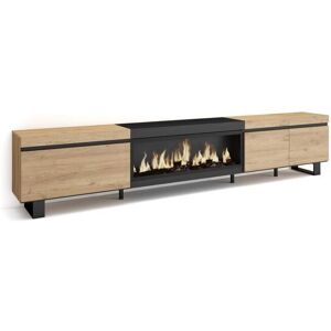 Skraut Home - Tv-meubel met Haard - Opbergruimte - 288x57x35 cm - Grote TV - Industrieel Design Skraut Home - Tv-meubel met Haard - Opbergruimte - 288x57x35 cm - Grote TV - Industrieel Design