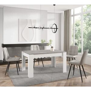 Skraut Home - Mesa de comedor - 140x90x76 cm - Cemento y blanco - Estilo Moderno Skraut Home - Mesa de comedor - 140x90x76 cm - Cemento y blanco - Estilo Moderno