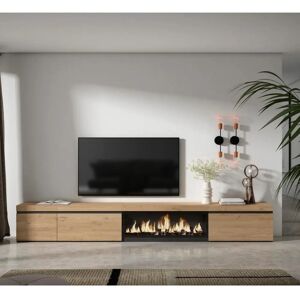 Eiken TV-Kast - Moderne Openhaard - 317x45x35 cm Eiken TV-Kast - Moderne Openhaard - 317x45x35 cm