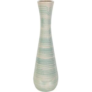 FIJALO Vaso in Ceramica Bianco/Azzurro 17x17x59cm - Vaso FIJALO Vaso in Ceramica Bianco/Azzurro 17x17x59cm - Vaso
