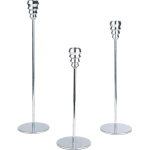 Fijalo Juego de 3 Portavelas de Metal Plateado - Juego de Portavelas Fijalo Juego de 3 Portavelas de Metal Plateado - Juego de Portavelas