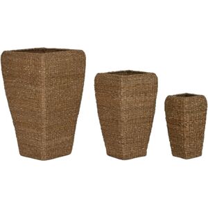 Fijalo Pflanzgefäße Set 3 Seegras Metall 40X40X70 - Plant Pot Set Fijalo Pflanzgefäße Set 3 Seegras Metall 40X40X70 - Plant Pot Set