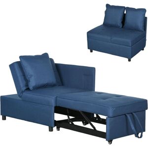 Homcom Sofá-Cama - 3-em-1 Móveis Compactos Azuis Homcom Sofá-Cama - 3-em-1 Móveis Compactos Azuis