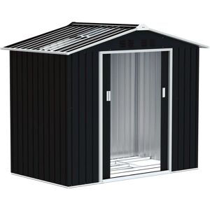 Caseta de jardín de acero Outsunny - 213x130x185 cm, 2 puertas y 4 ventanas Caseta de jardín de acero Outsunny - 213x130x185 cm, 2 puertas y 4 ventanas