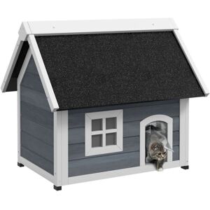 PawHut - Kattenhuis - Kleur Grijs-Zwart - 77x57.5x68 cm - Kattenhuis PawHut - Kattenhuis - Kleur Grijs-Zwart - 77x57.5x68 cm - Kattenhuis