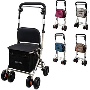 MOBICLINIC - Carrello della spesa pieghevole con sedile - Acciaio, Nero MOBICLINIC - Carrello della spesa pieghevole con sedile - Acciaio, Nero