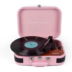 PRIXTON VC600 Platine Vinyle Vintage Bluetooth - 3 Vitesses, Rose - Publicité PRIXTON VC600 Platine Vinyle Vintage Bluetooth - 3 Vitesses, Rose - Publicité