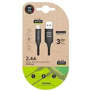 Tech One Tech Schwarz Nylon-Mikro-USB-Kabel - USB 2.0 1m Tech One Tech Schwarz Nylon-Mikro-USB-Kabel - USB 2.0 1m